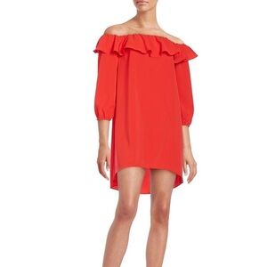 AMANDA‎ UPRICHARD Red Off-Shoulder Mini Dress Size Small Cocktail Party